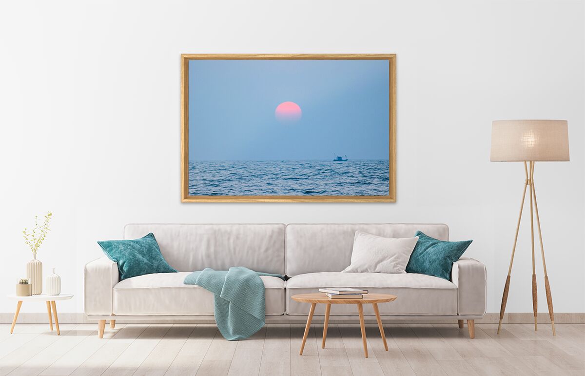 Photo print with wooden frame